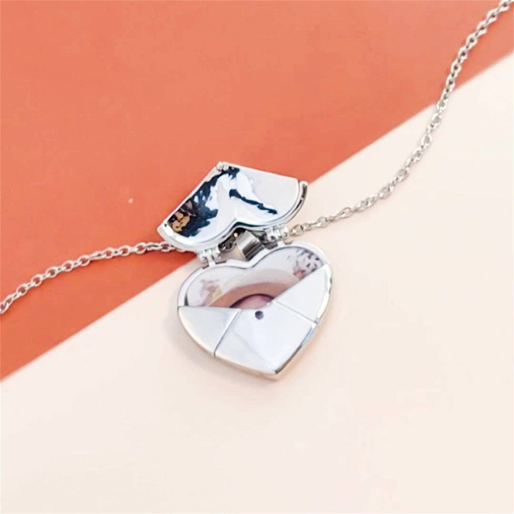 Custom Heart Photo Locket Necklace in Stainless Steel