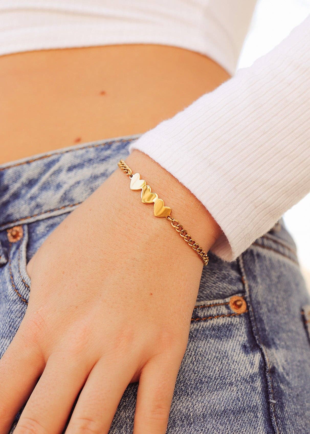 2 or 3 Heart Link Bracelet | Engravable
