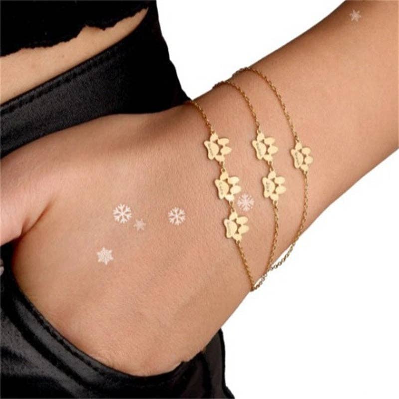Custom Engrave Dog Paw Charm Bracelet