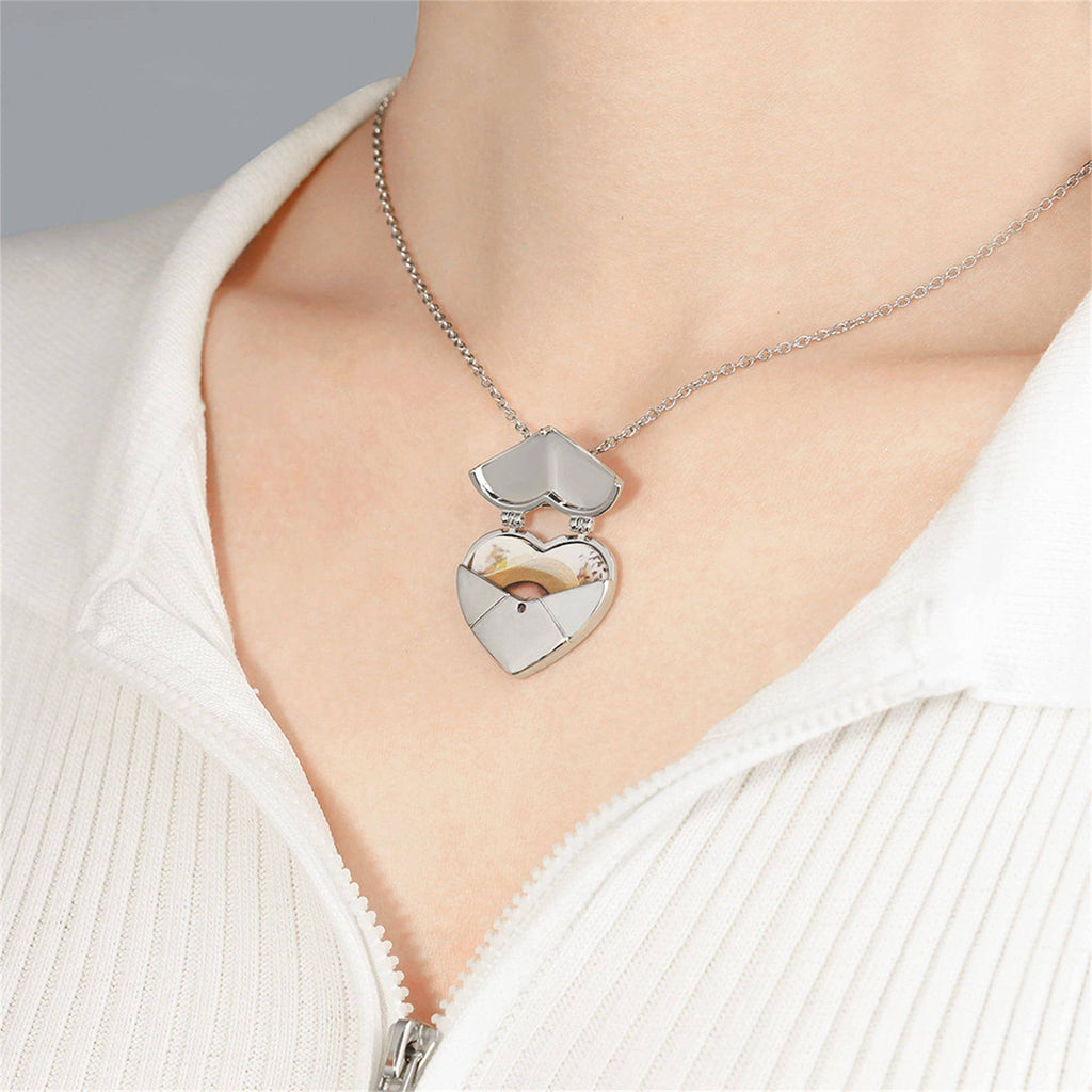 Custom Heart Photo Locket Necklace in Stainless Steel